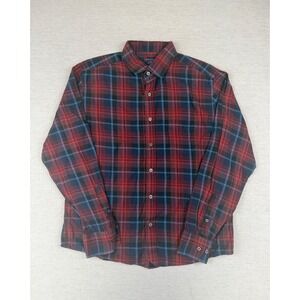 UNTUCKit Frontenac Mens L Red Blue Plaid Cotton Button Down Long Sleeve Shirt